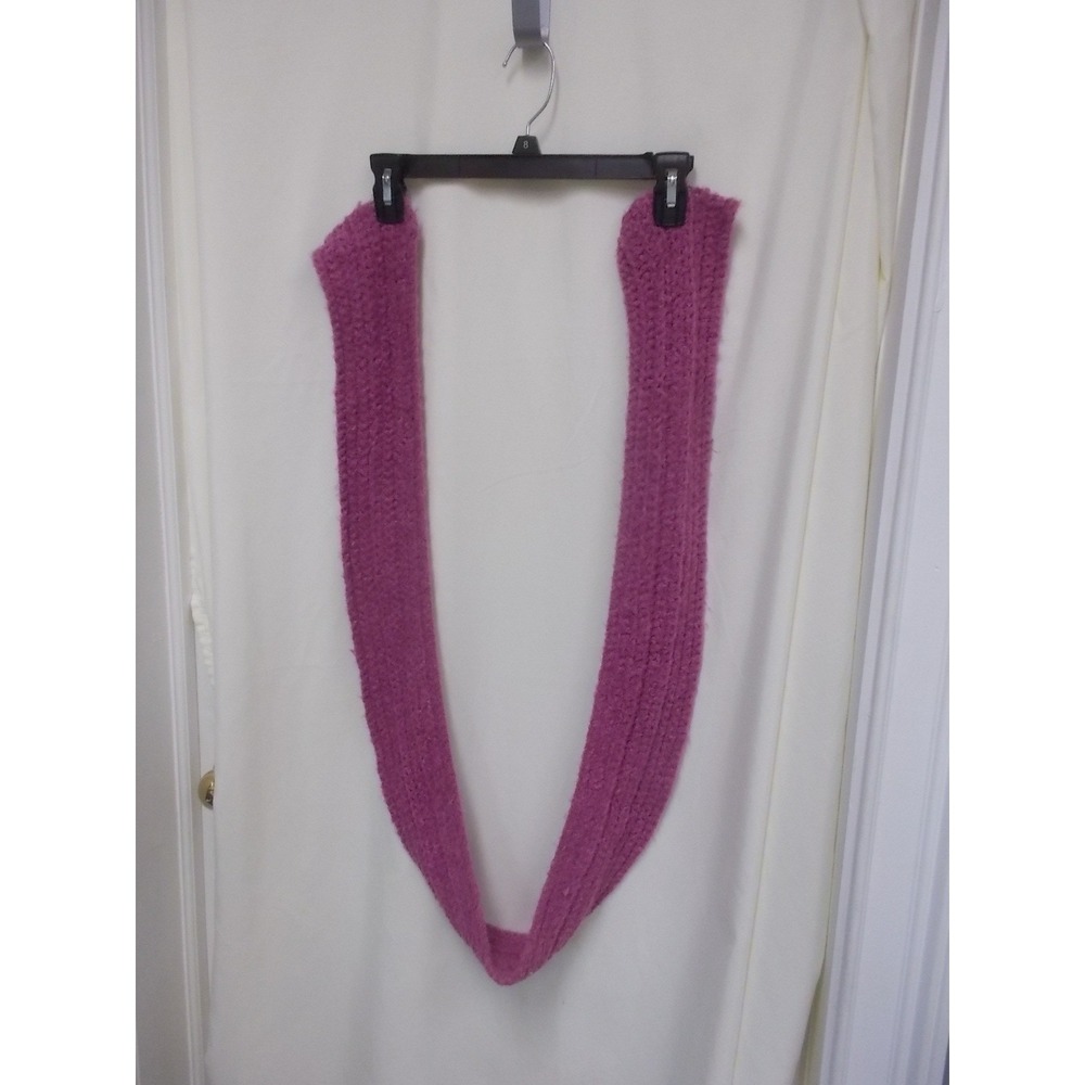 Handmade Fushisa Pink Crochet Scarf Ribbed Knit Winter Scarf